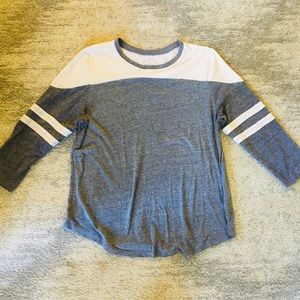 Lucky Brand Heather Gray Raglan Baseball Tee